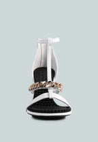  DAKOTA Metal Chain Embellishment Sandals In White