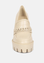  CORINNE Beige Chain Embellished Chunky Loafers