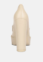  CORINNE Beige Chain Embellished Chunky Loafers