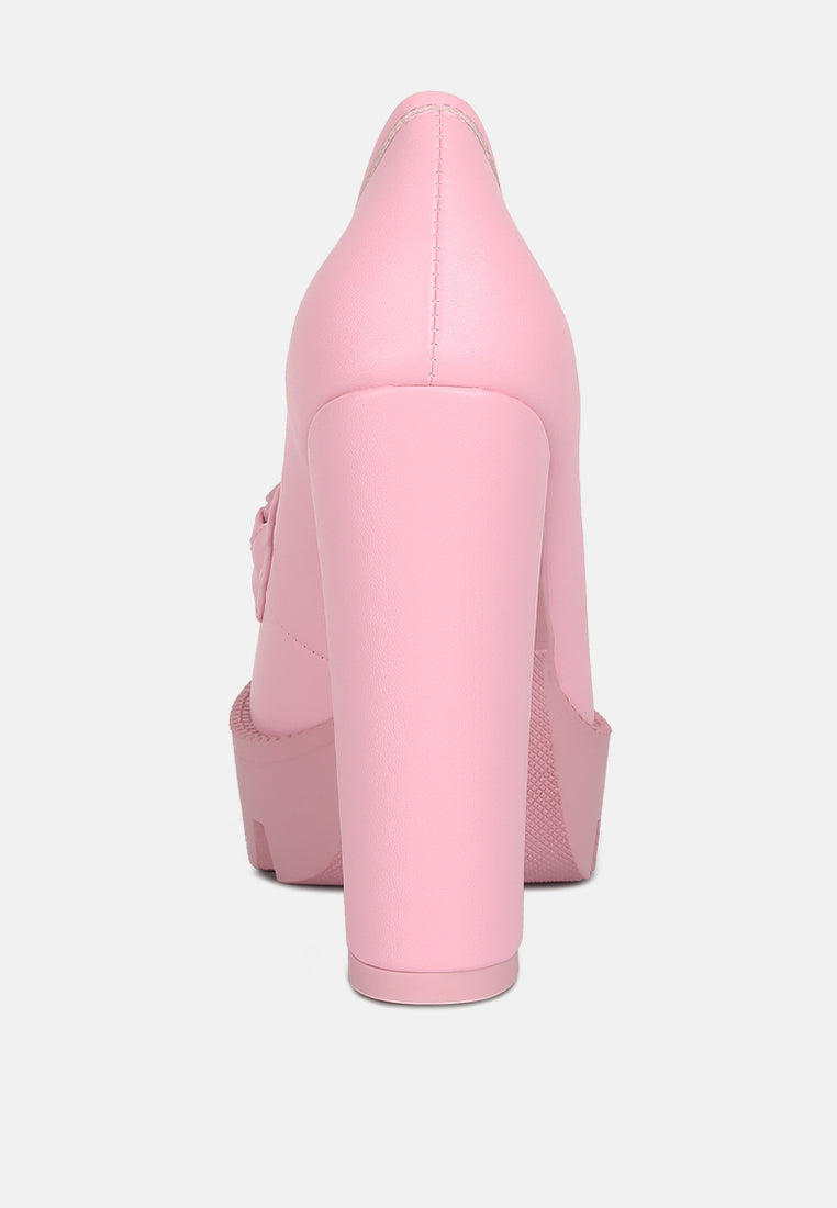  CORINNE Pink Chain Embellished Chunky Loafers