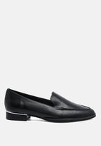  ANNA Black Leather Slip-on Loafers