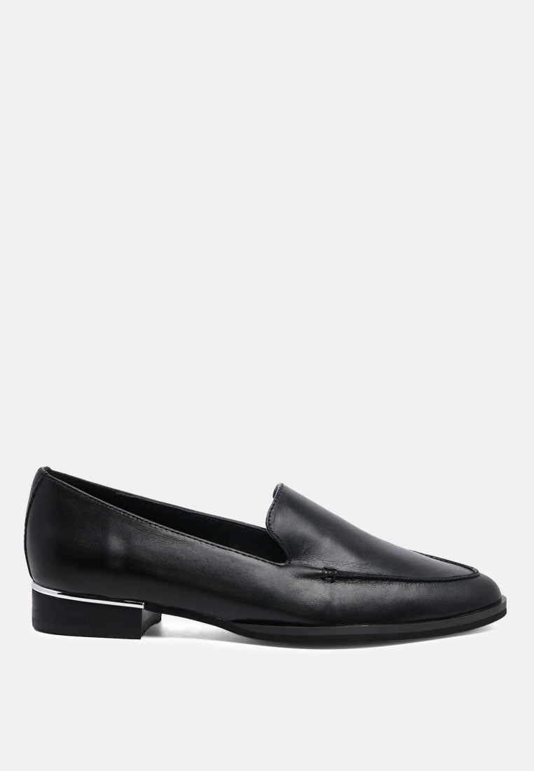  ANNA Black Leather Slip-on Loafers