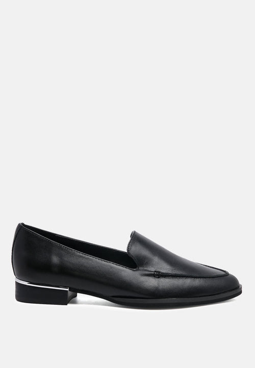  ANNA Black Leather Slip-on Loafers