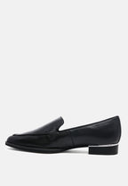  ANNA Black Leather Slip-on Loafers