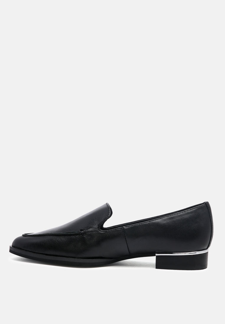  ANNA Black Leather Slip-on Loafers