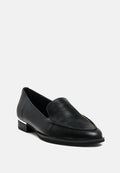  ANNA Black Leather Slip-on Loafers