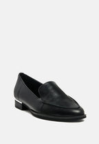  ANNA Black Leather Slip-on Loafers