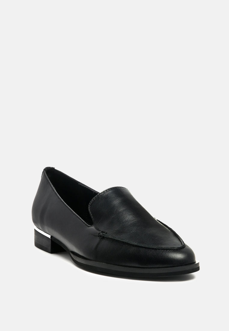  ANNA Black Leather Slip-on Loafers