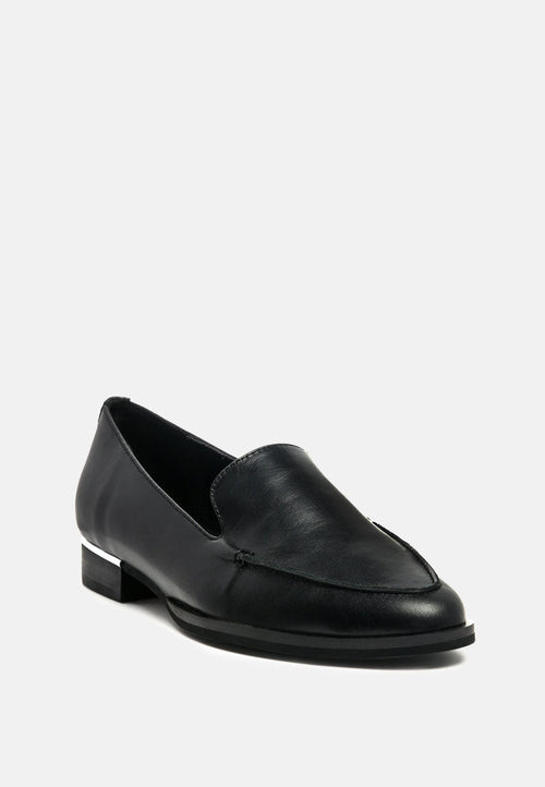  ANNA Black Leather Slip-on Loafers