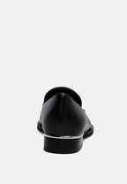  ANNA Black Leather Slip-on Loafers