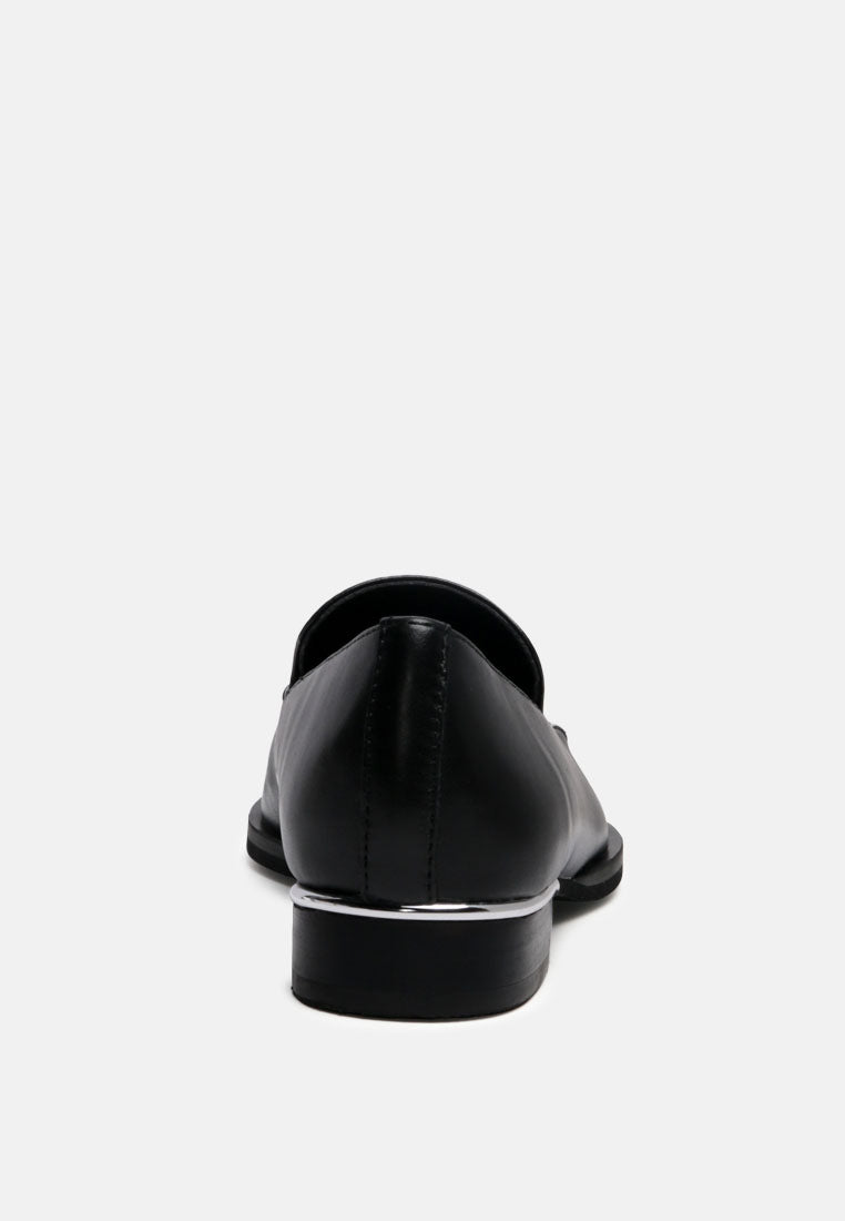  ANNA Black Leather Slip-on Loafers