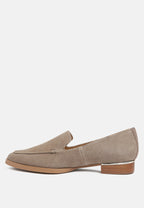  ANNA Taupe Suede Leather Loafers