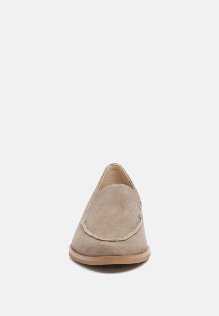  ANNA Taupe Suede Leather Loafers