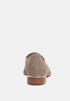  ANNA Taupe Suede Leather Loafers