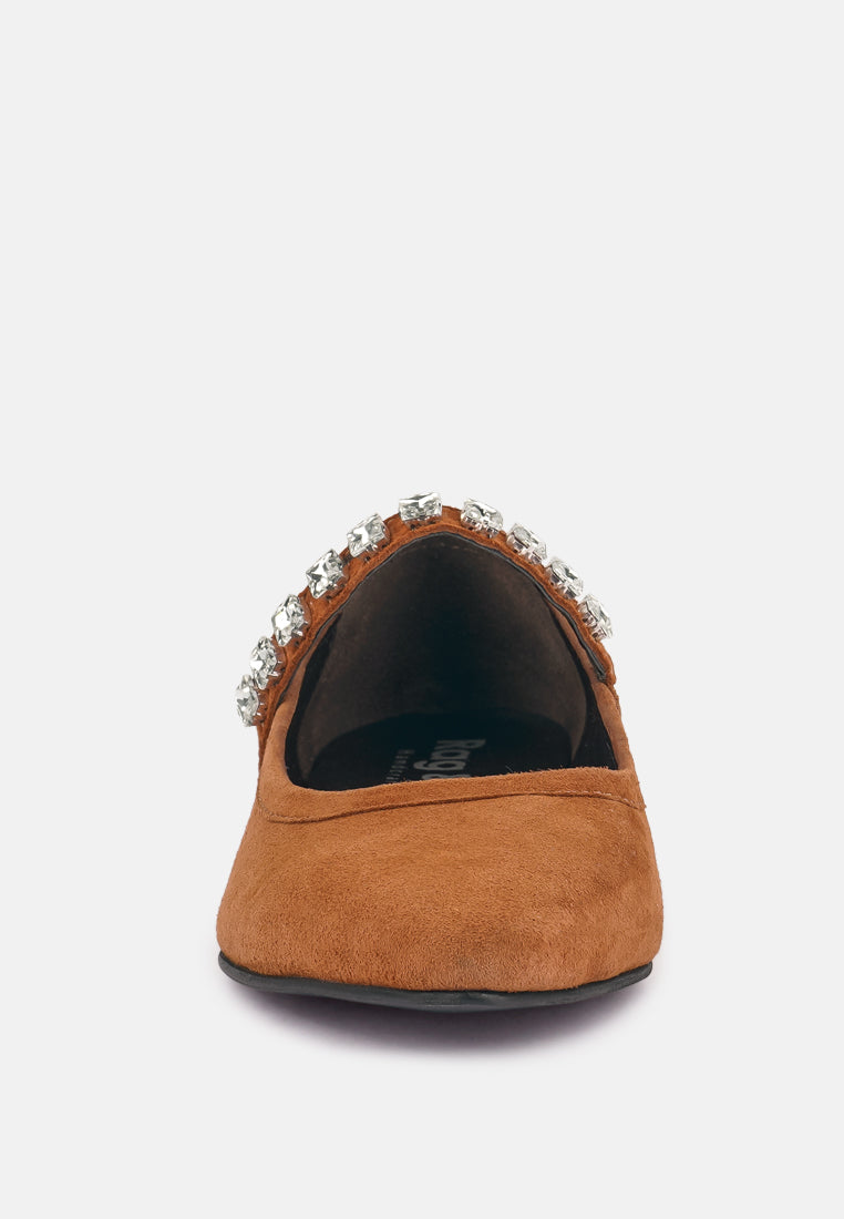  ASSISI Tan Fine Suede Mary Jane Ballet Flats
