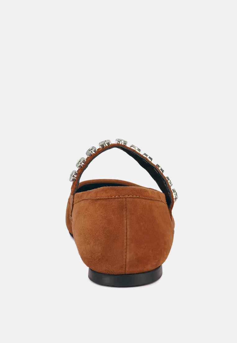  ASSISI Tan Fine Suede Mary Jane Ballet Flats