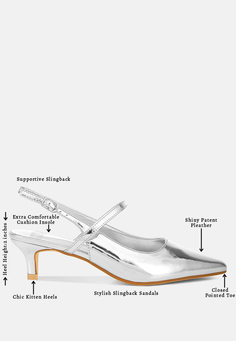  Abloom Kitten Heel Slingback Sandals