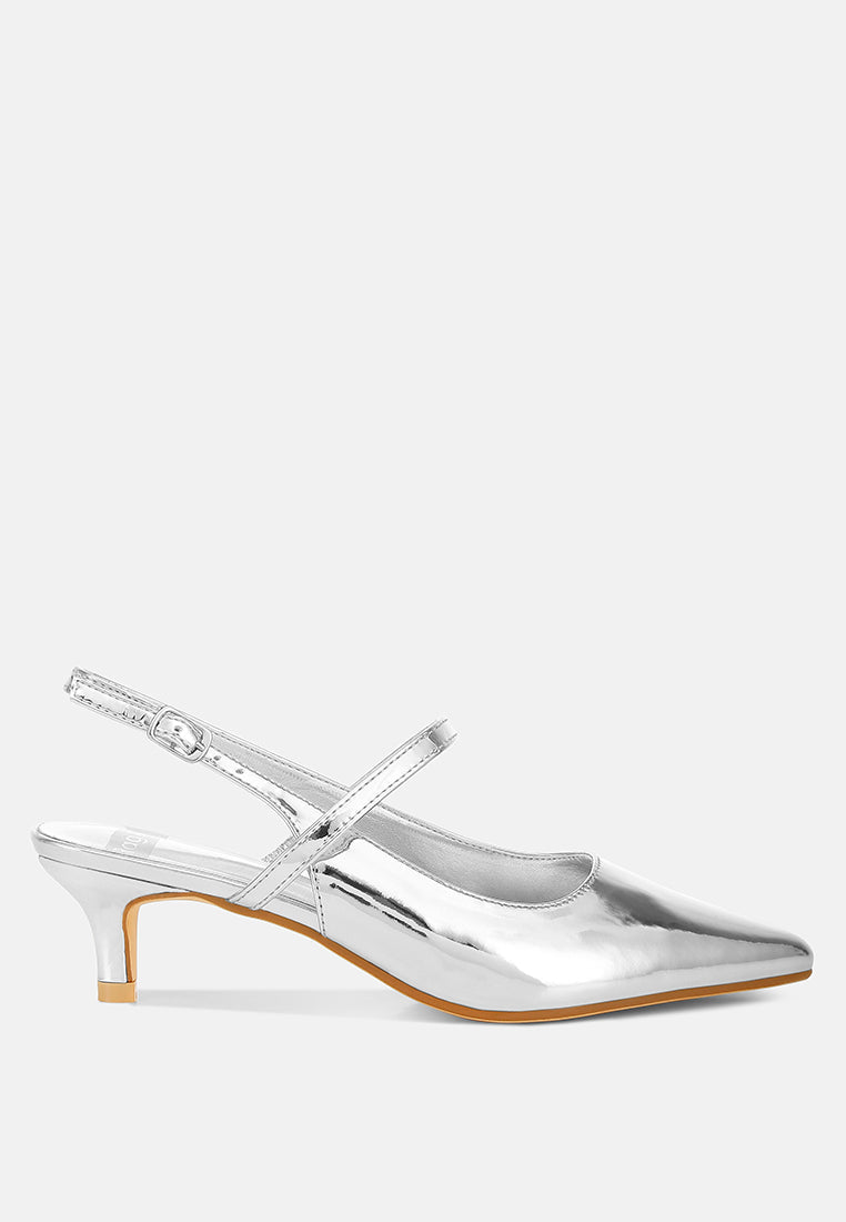  Abloom Kitten Heel Slingback Sandals