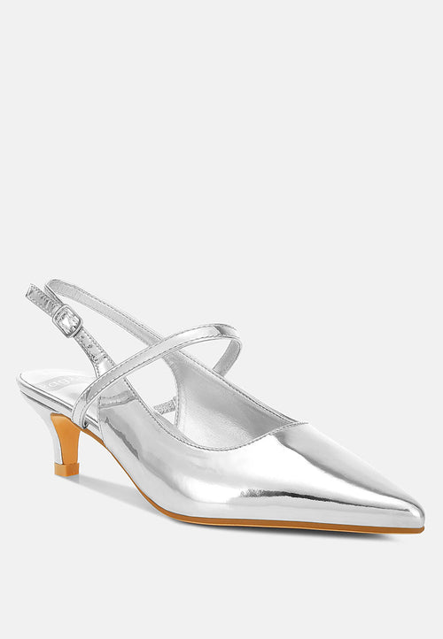  Abloom Kitten Heel Slingback Sandals