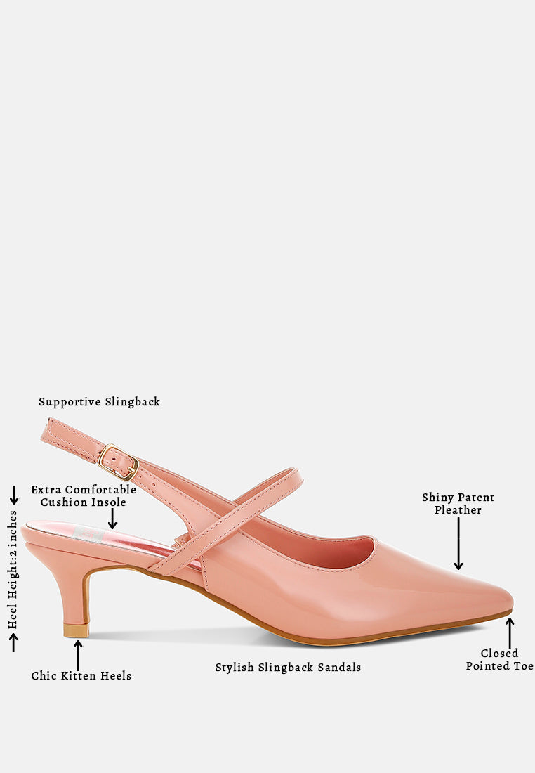  Abloom Kitten Heel Slingback Sandals