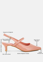  Abloom Kitten Heel Slingback Sandals