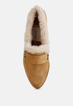  Allie Fur Trim Genuine Suede Loafers