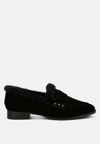  Allie Fur Trim Genuine Suede Loafers
