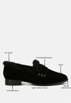  Allie Fur Trim Genuine Suede Loafers