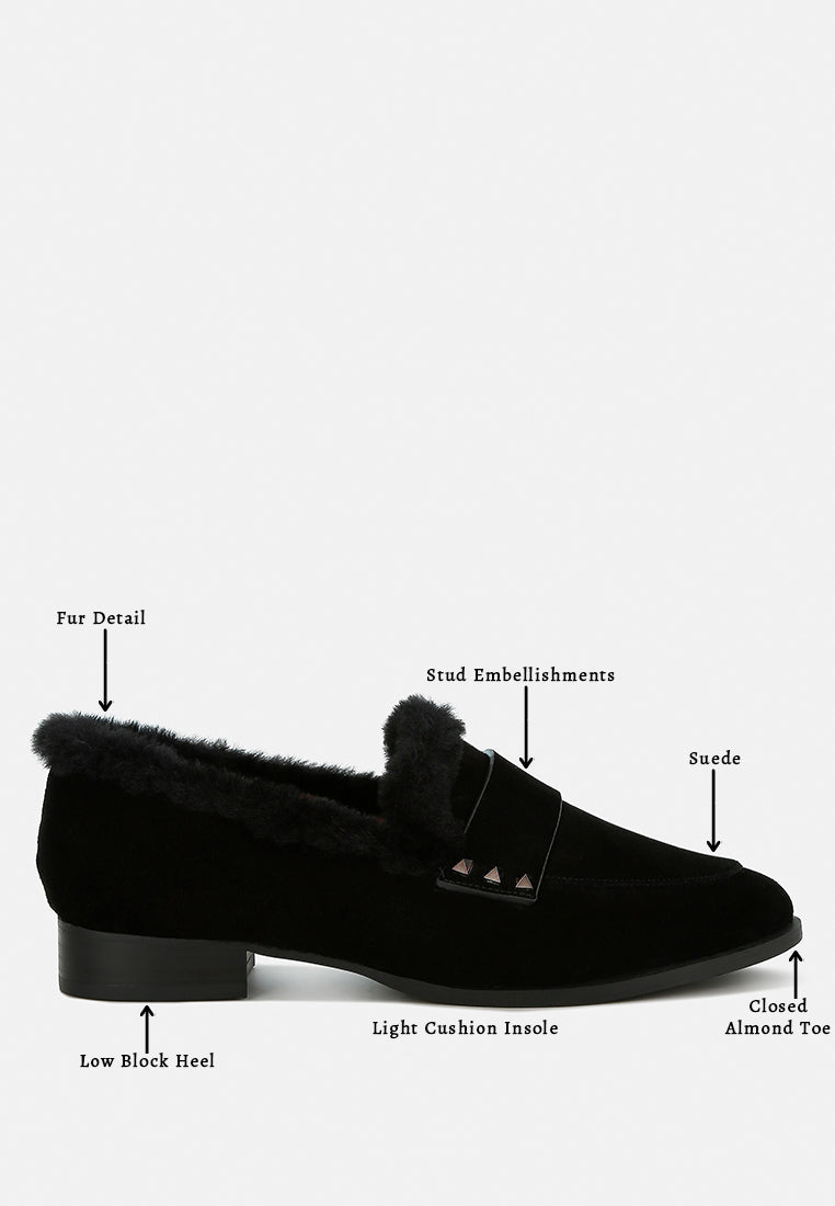  Allie Fur Trim Genuine Suede Loafers
