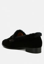  Allie Fur Trim Genuine Suede Loafers
