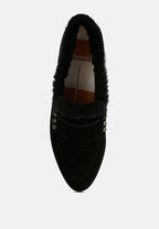  Allie Fur Trim Genuine Suede Loafers