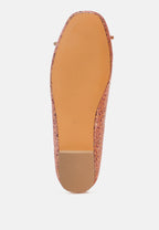  Apollon Bow Detail Foil Print Suede Ballerinas