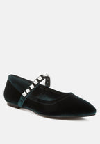  Aralia Velvet Mary Jane Ballerinas