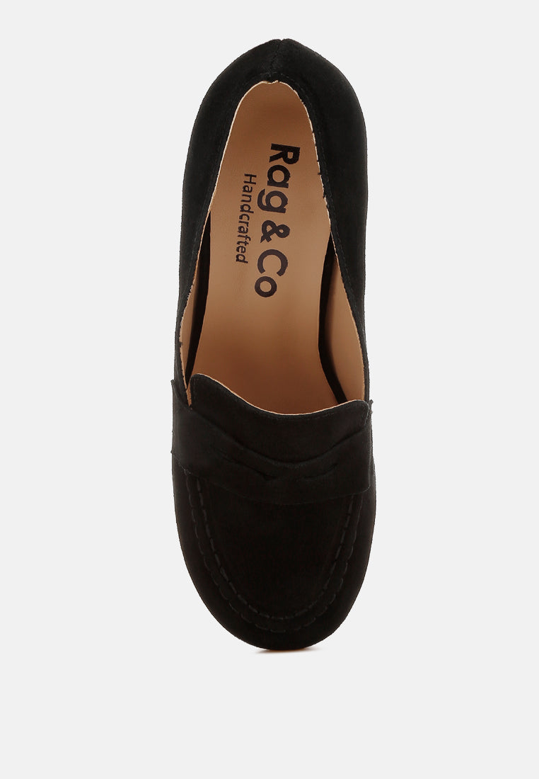  Astra Block Heel Genuine Suede Loafers