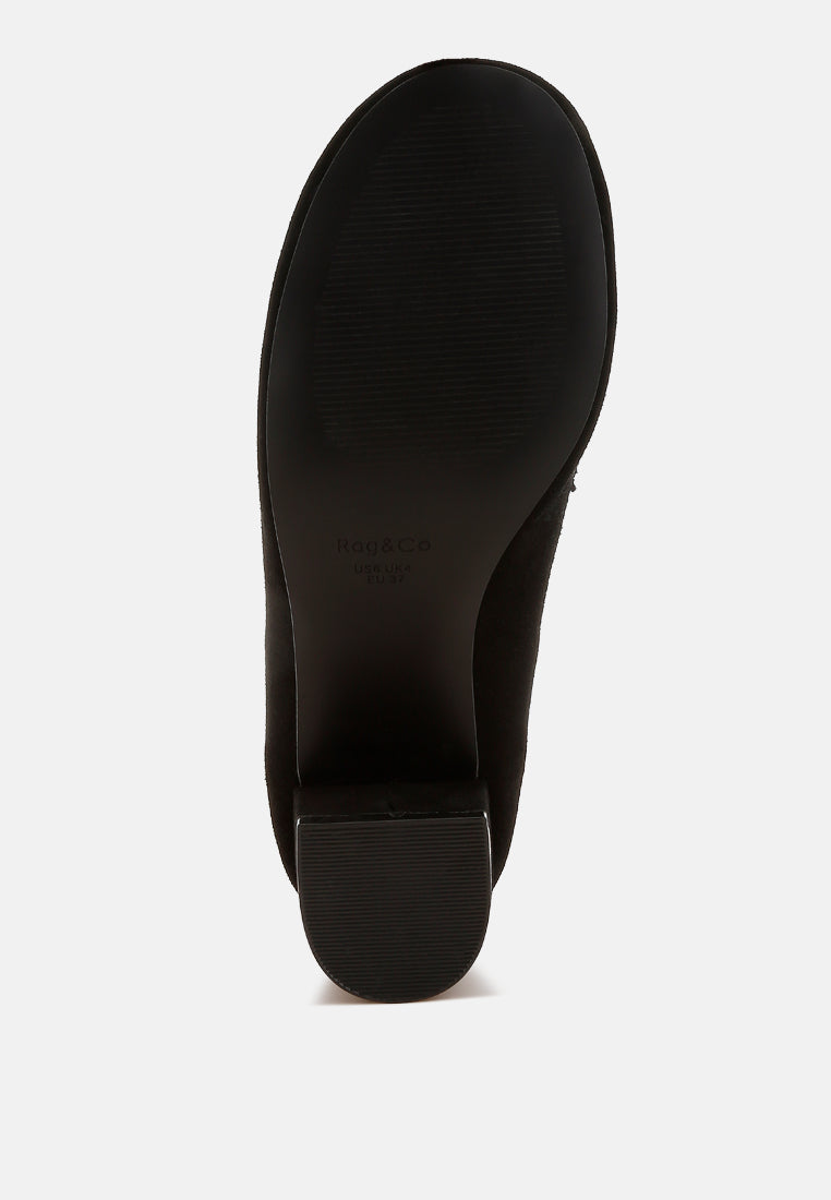  Astra Block Heel Genuine Suede Loafers