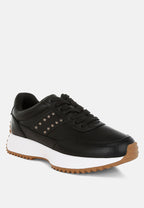  Athion Studded Real Leather Sneakers