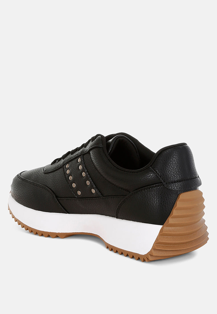  Athion Studded Real Leather Sneakers