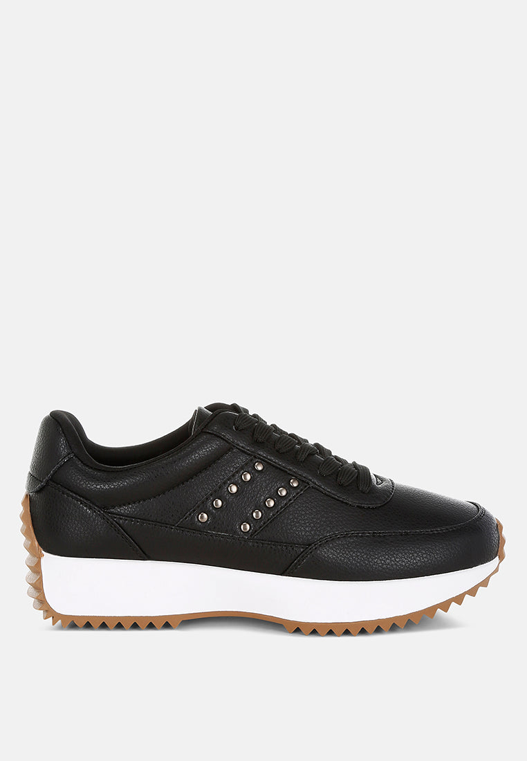  Athion Studded Real Leather Sneakers