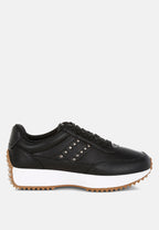  Athion Studded Real Leather Sneakers