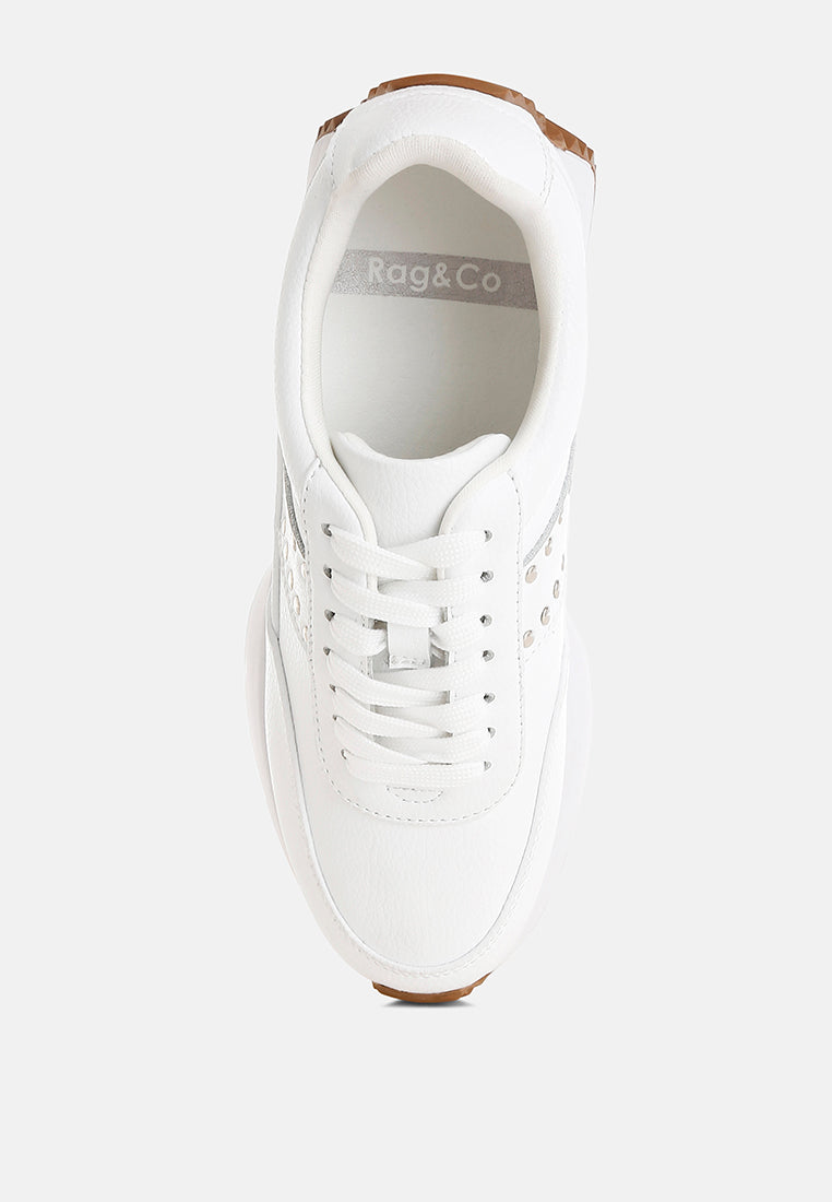  Athion Studded Real Leather Sneakers
