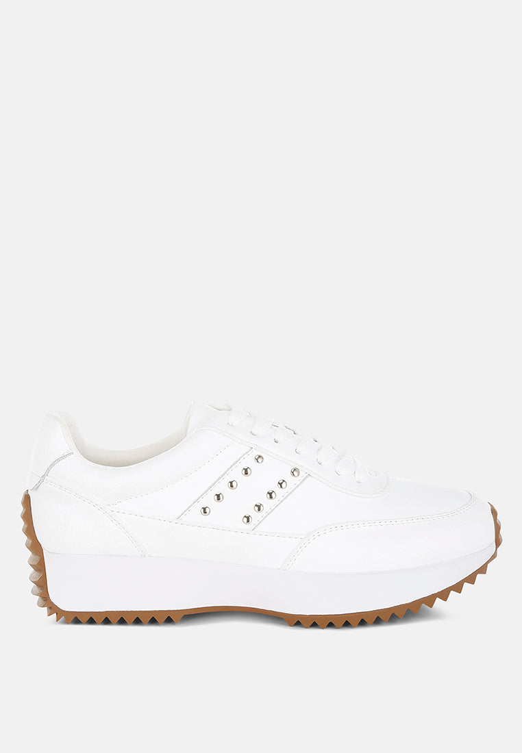  Athion Studded Real Leather Sneakers
