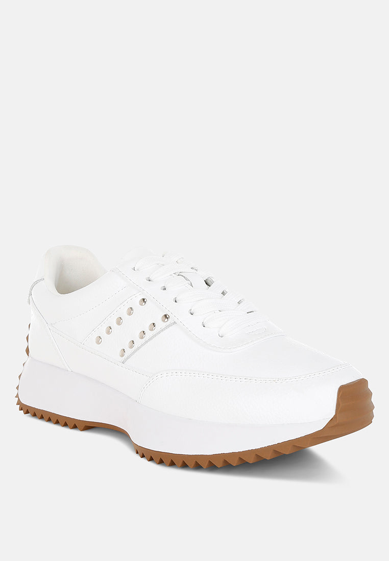  Athion Studded Real Leather Sneakers