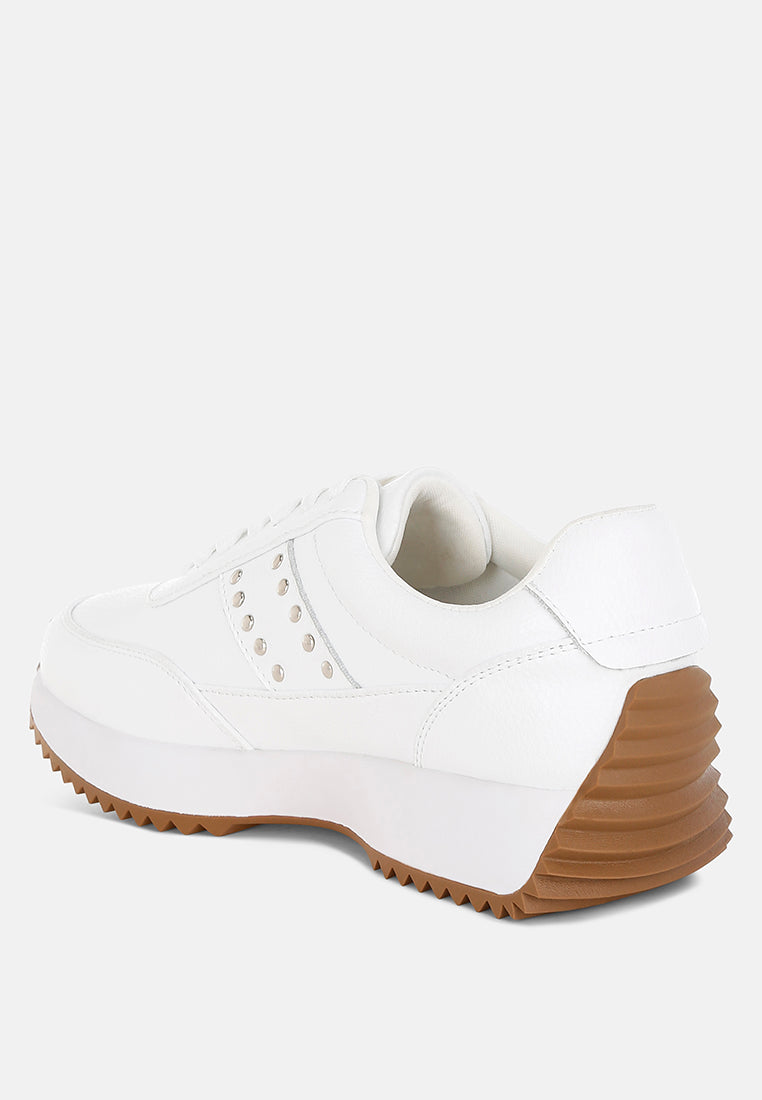  Athion Studded Real Leather Sneakers