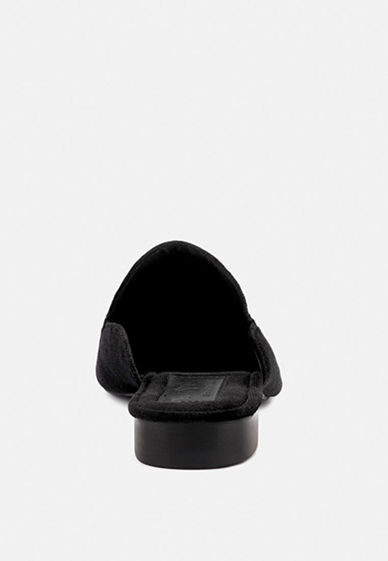  BATISTE Black Velvet Handcrafted Mules
