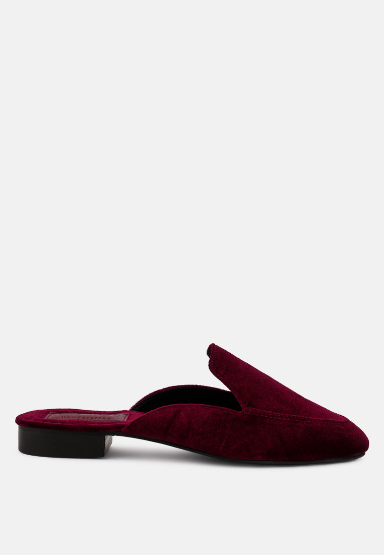  BATISTE Burgundy Velvet Handcrafted Mules
