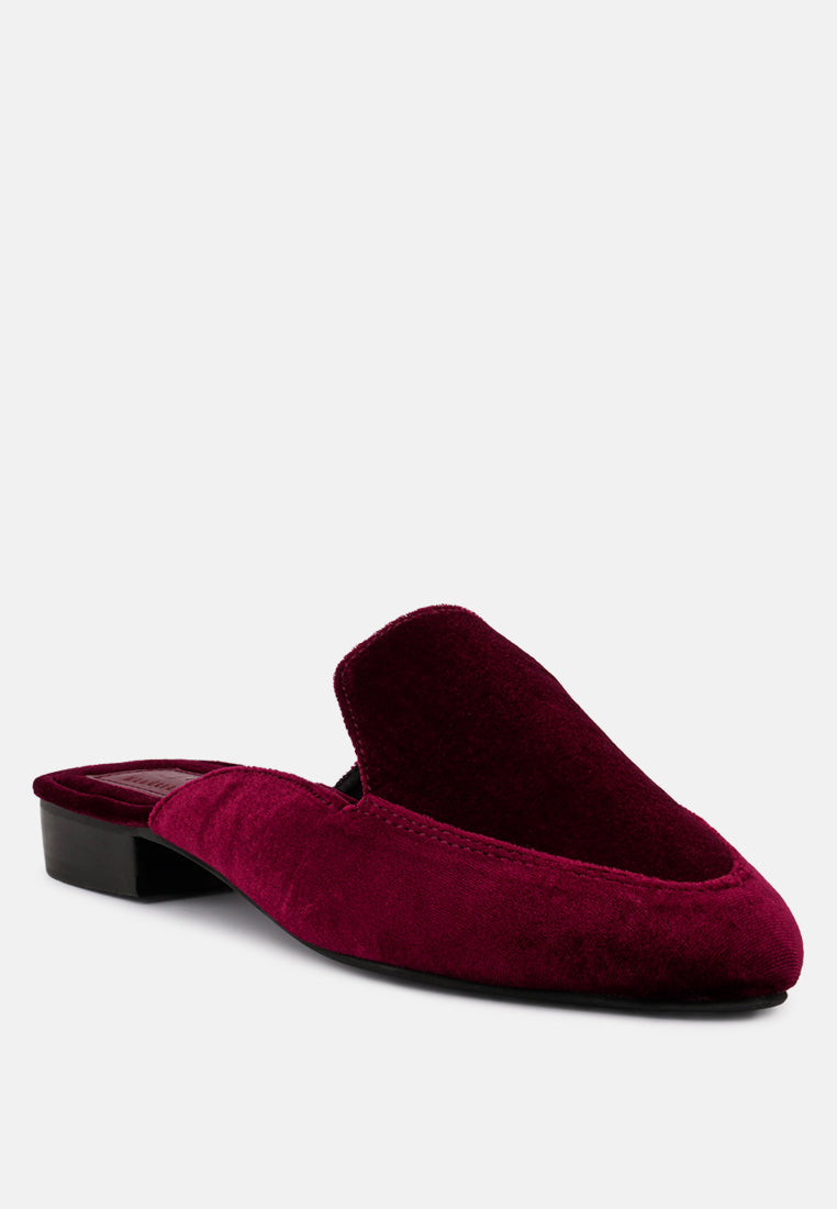  BATISTE Burgundy Velvet Handcrafted Mules