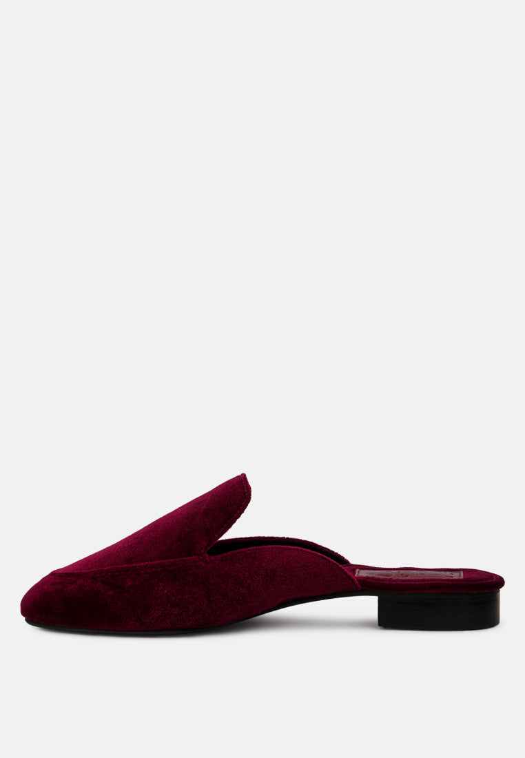  BATISTE Burgundy Velvet Handcrafted Mules