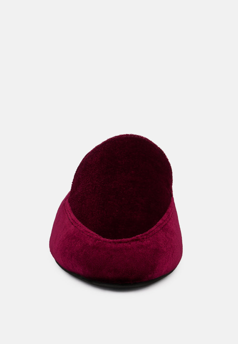  BATISTE Burgundy Velvet Handcrafted Mules