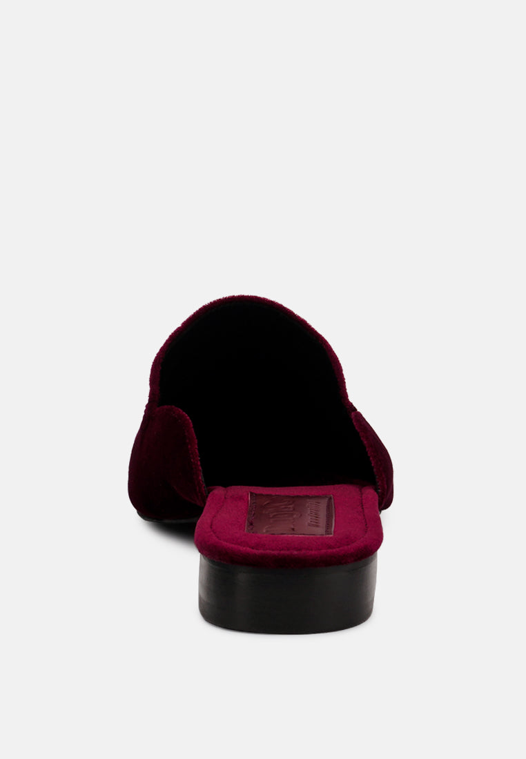  BATISTE Burgundy Velvet Handcrafted Mules