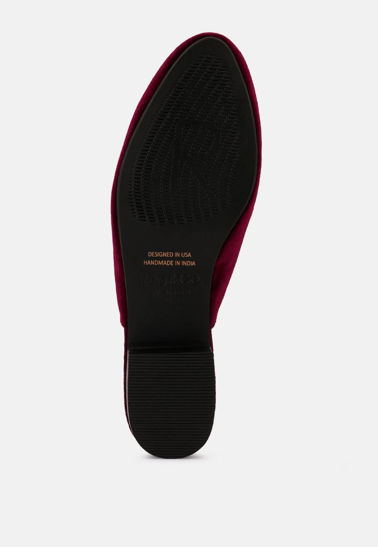  BATISTE Burgundy Velvet Handcrafted Mules